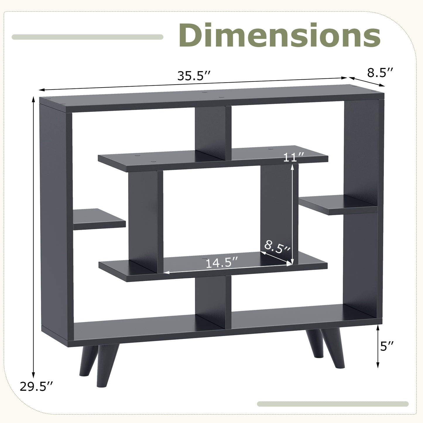 Geometric Bookcase with Anti-Tipping Kit and Storage Shelving Unit, Black Bookcases at Gallery Canada