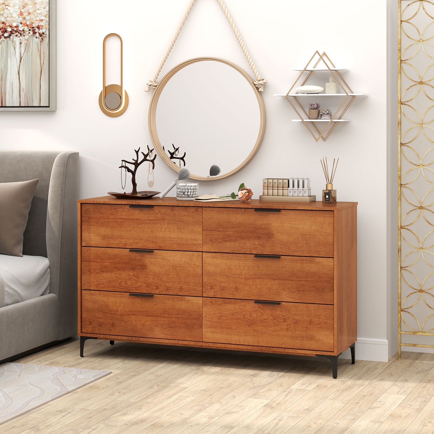 6-Drawer Dresser with Interlock System for Bedroom Living Room, Cherry Dressers & Chests at Gallery Canada