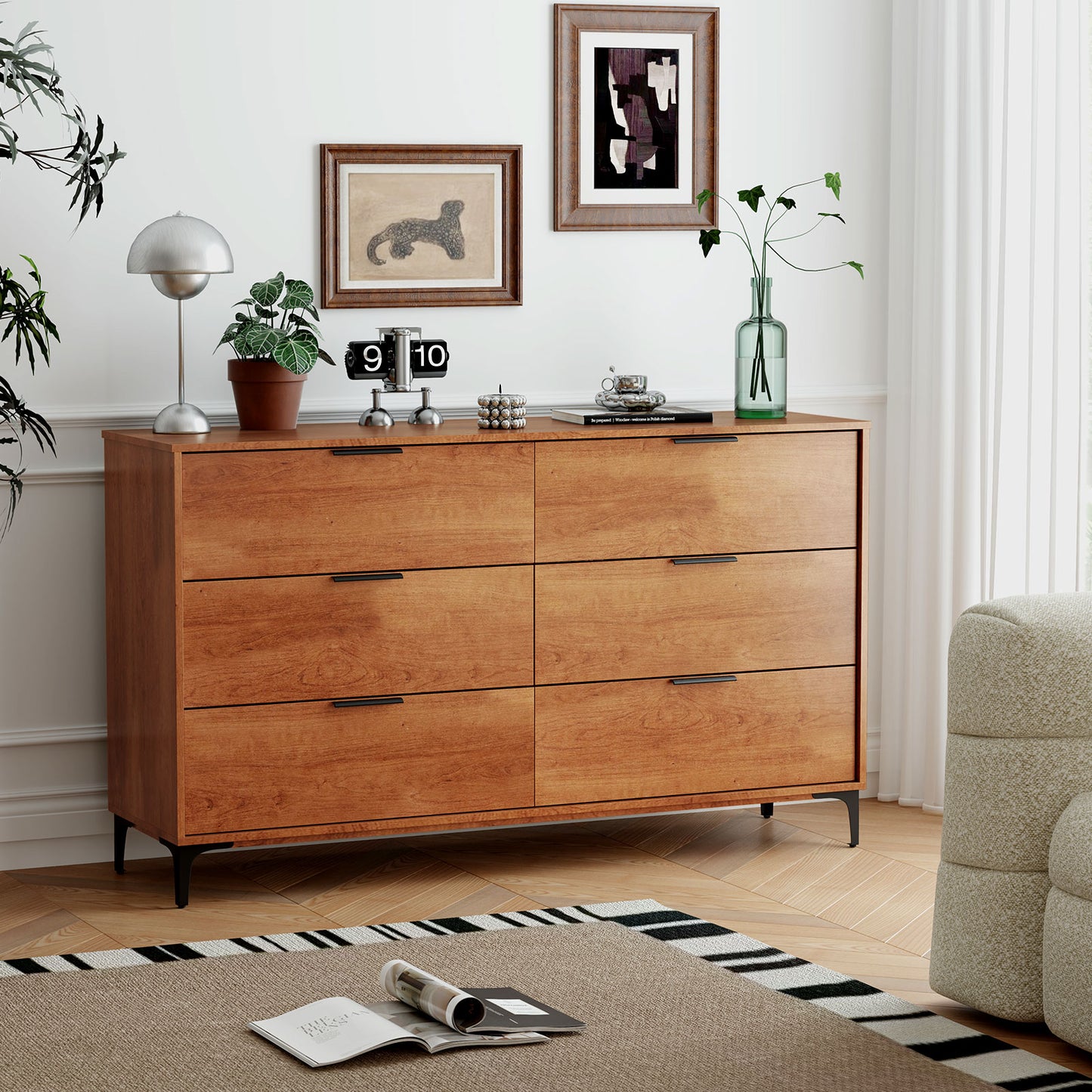 6-Drawer Dresser with Interlock System for Bedroom Living Room, Cherry Dressers & Chests at Gallery Canada