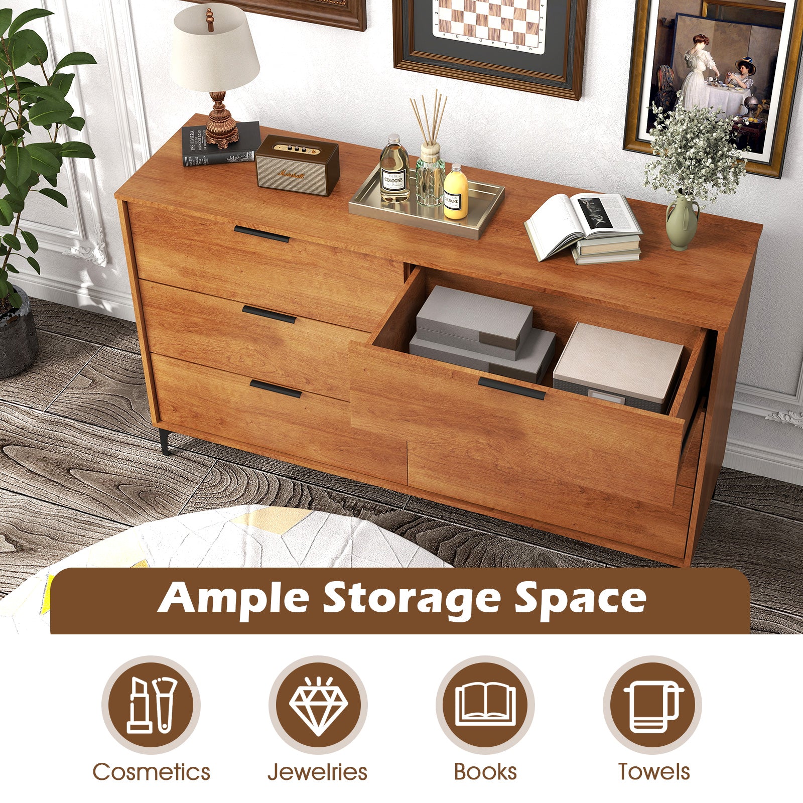 6-Drawer Dresser with Interlock System for Bedroom Living Room, Cherry Dressers & Chests at Gallery Canada