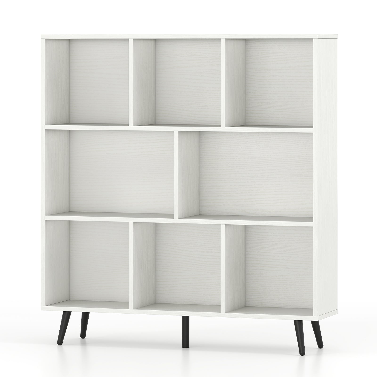 8-Cube Bookcase, 5 Tapered Metal Legs, White Bookcases White at Gallery Canada