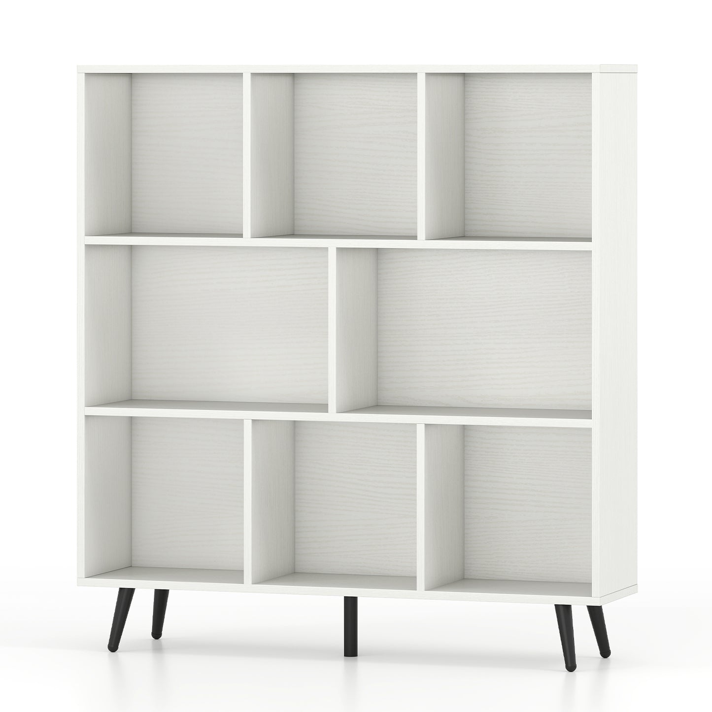 8-Cube Bookcase, 5 Tapered Metal Legs, White Bookcases White at Gallery Canada
