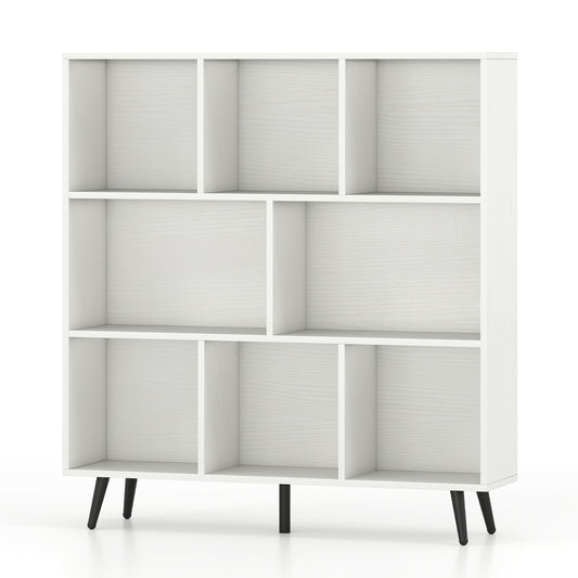 8-Cube Bookcase, 5 Tapered Metal Legs, White Bookcases White at Gallery Canada