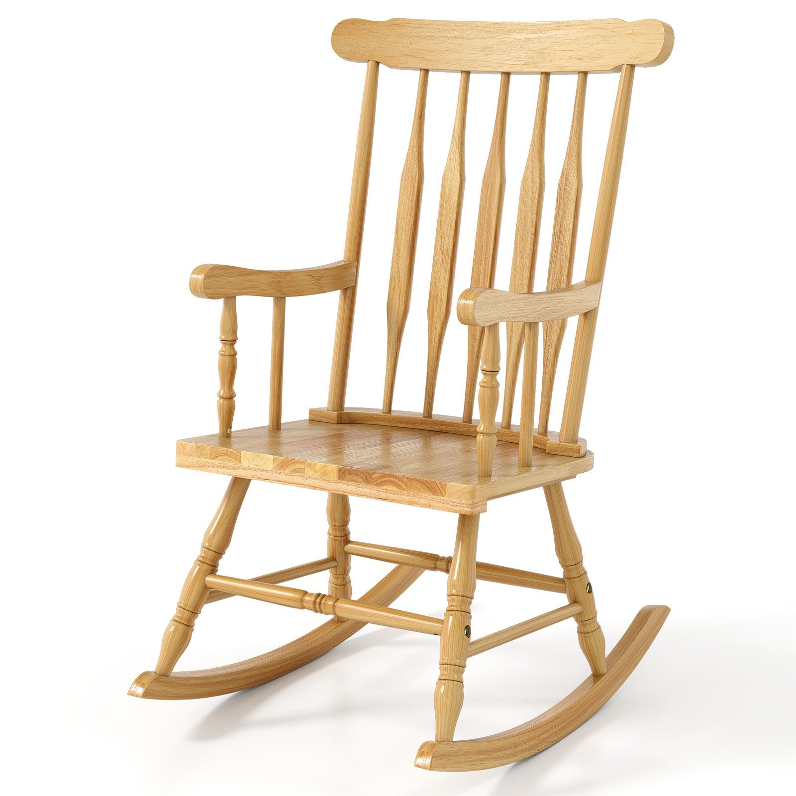 Solid Wood Porch Glossy Finish Rocking Chair, Natural Patio Rocking Chairs & Gliders Natural at Gallery Canada