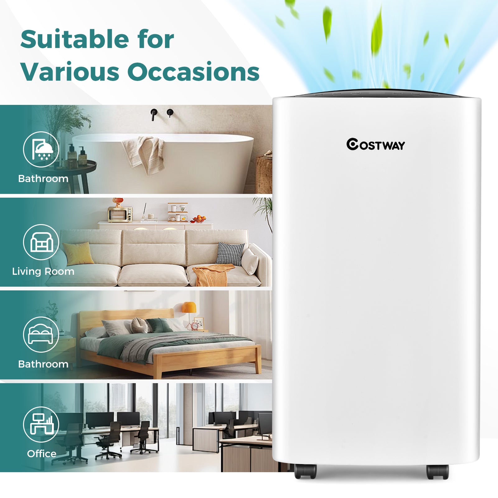 30 Pints 1500 Sq. ft Portable Dehumidifier For Medium To Large Spaces, White Dehumidifiers at Gallery Canada