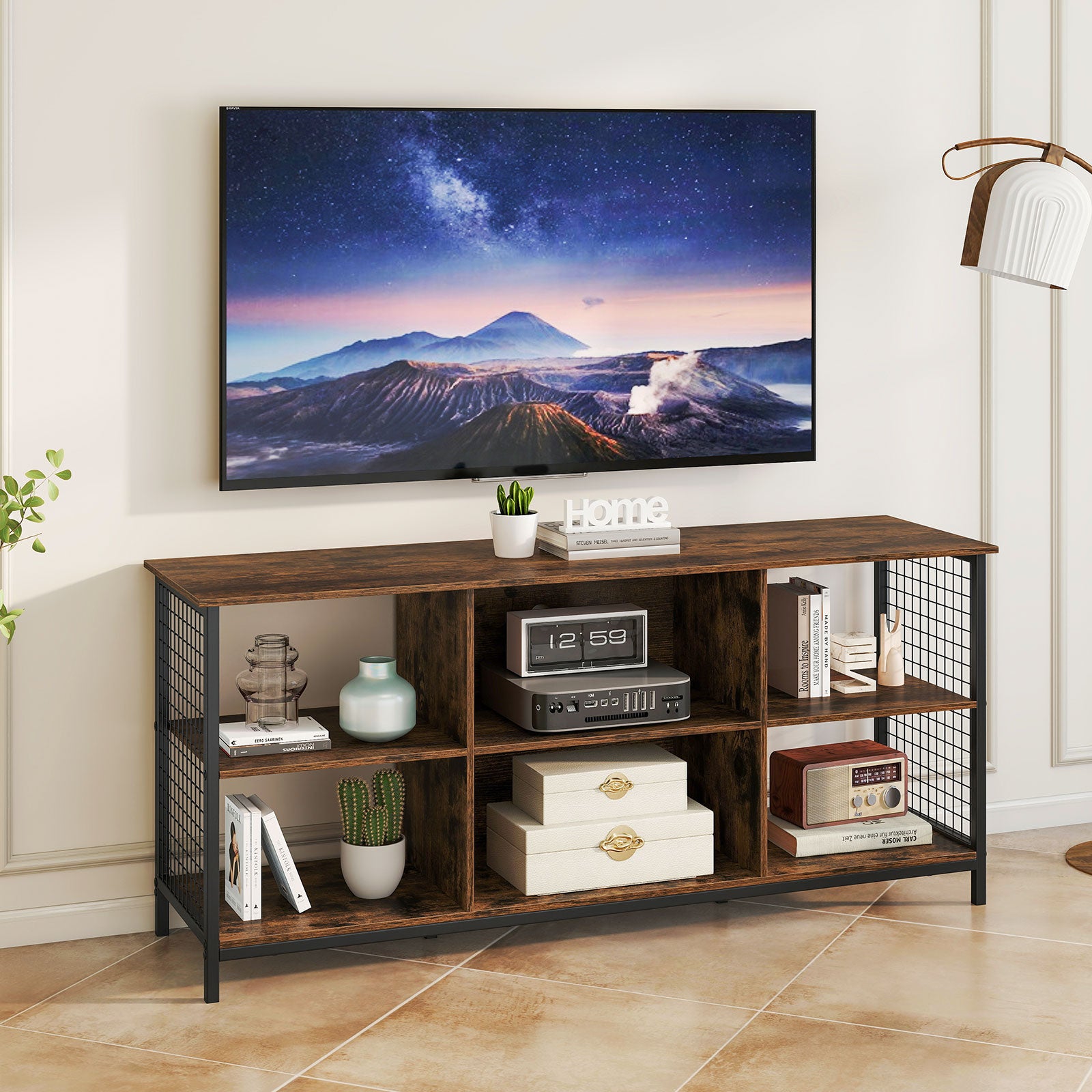 TV Stand for 65 Inch TVs-Rustic Brown and Black, Rustic Brown Entertainment Centers & TV Stands at Gallery Canada