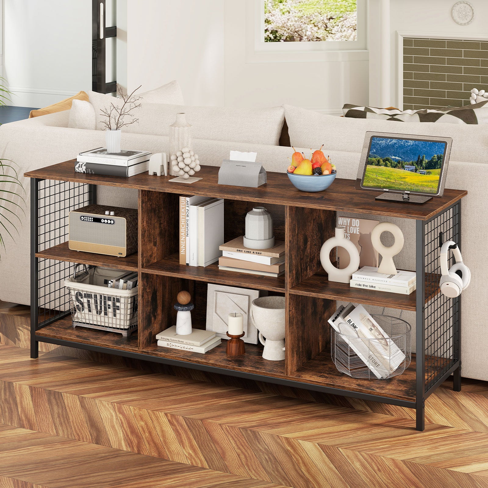 TV Stand for 65 Inch TVs-Rustic Brown and Black, Rustic Brown Entertainment Centers & TV Stands at Gallery Canada