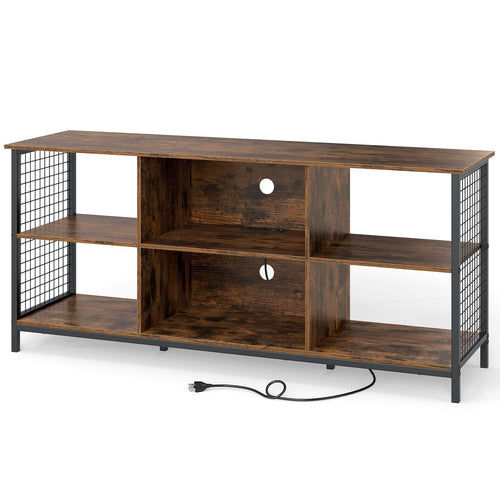 TV Stand for 65 Inch TVs-Rustic Brown and Black, Rustic Brown