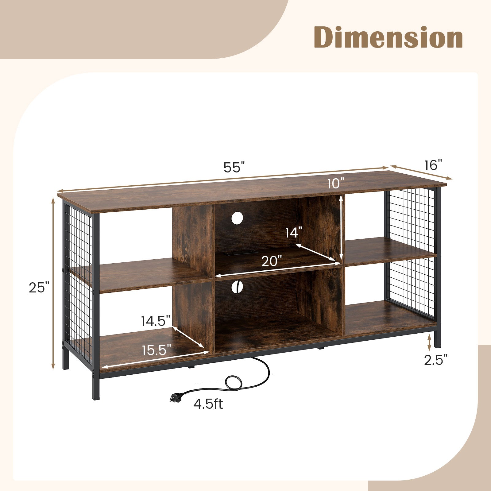 TV Stand for 65 Inch TVs-Rustic Brown and Black, Rustic Brown Entertainment Centers & TV Stands at Gallery Canada