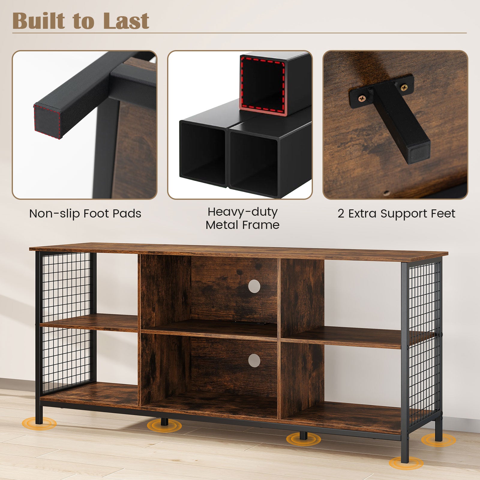 TV Stand for 65 Inch TVs-Rustic Brown and Black, Rustic Brown Entertainment Centers & TV Stands at Gallery Canada