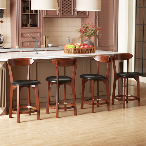 Set of 2 24 Inch Modern Armless Upholstered Cushioned Seat Island Dining Chairs for Kitchen, Walnut