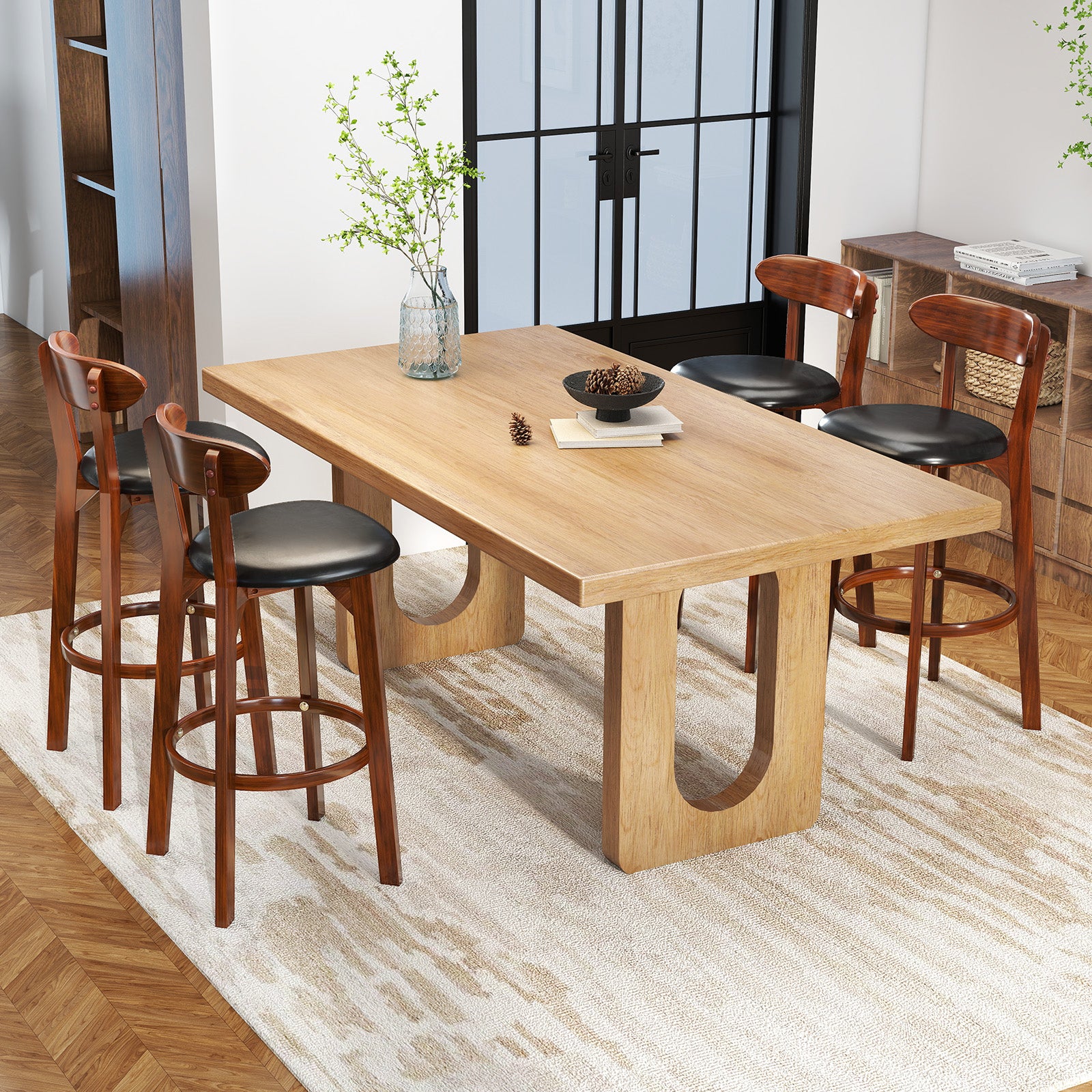 Set of 2 29 Inch Modern Armless Upholstered Cushioned Seat Island Dining Chairs for Kitchen, Walnut Dining Chairs at Gallery Canada