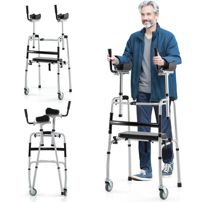 Versatile Rolling Walker for Rehabilitation Training, Silver Walkers & Rollators at Gallery Canada