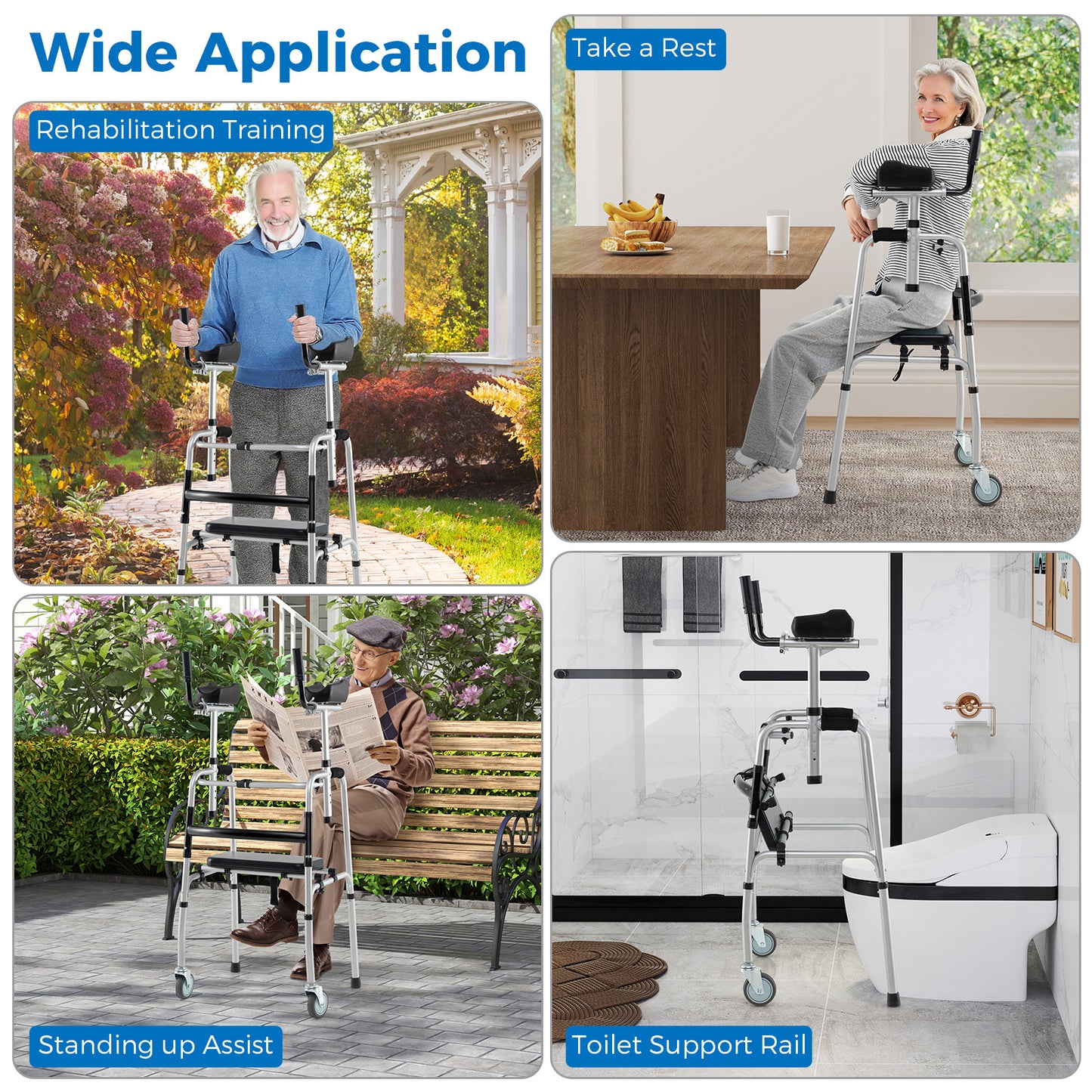 Versatile Rolling Walker for Rehabilitation Training, Silver Walkers & Rollators at Gallery Canada