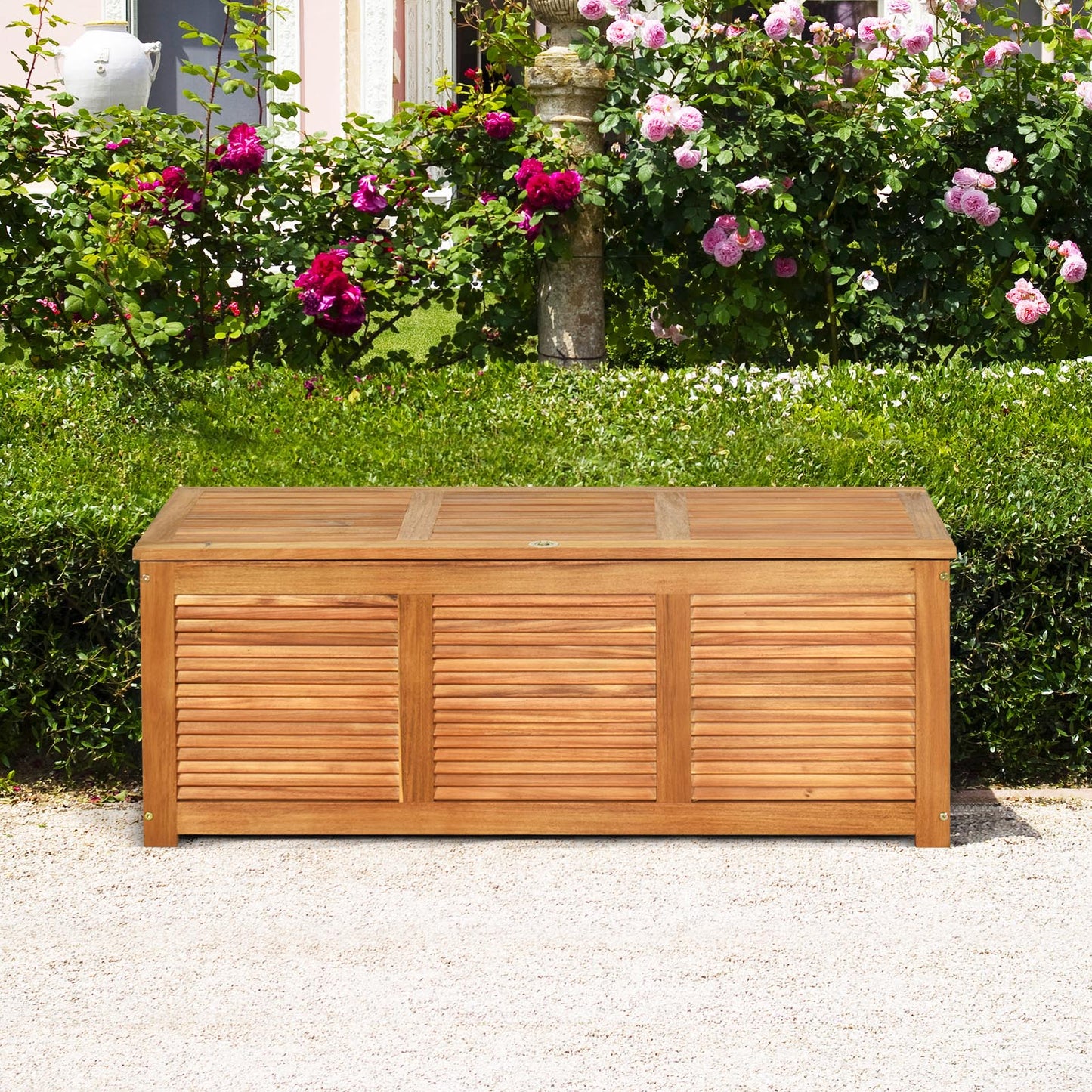 46 Gallon Acacia Wood Storage Bench Box for Patio Garden Deck, Natural Sheds & Outdoor Storage at Gallery Canada