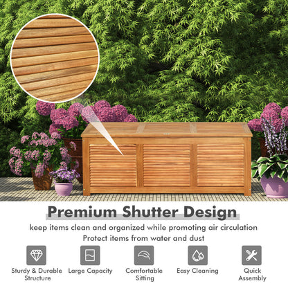 46 Gallon Acacia Wood Storage Bench Box for Patio Garden Deck, Natural Sheds & Outdoor Storage at Gallery Canada