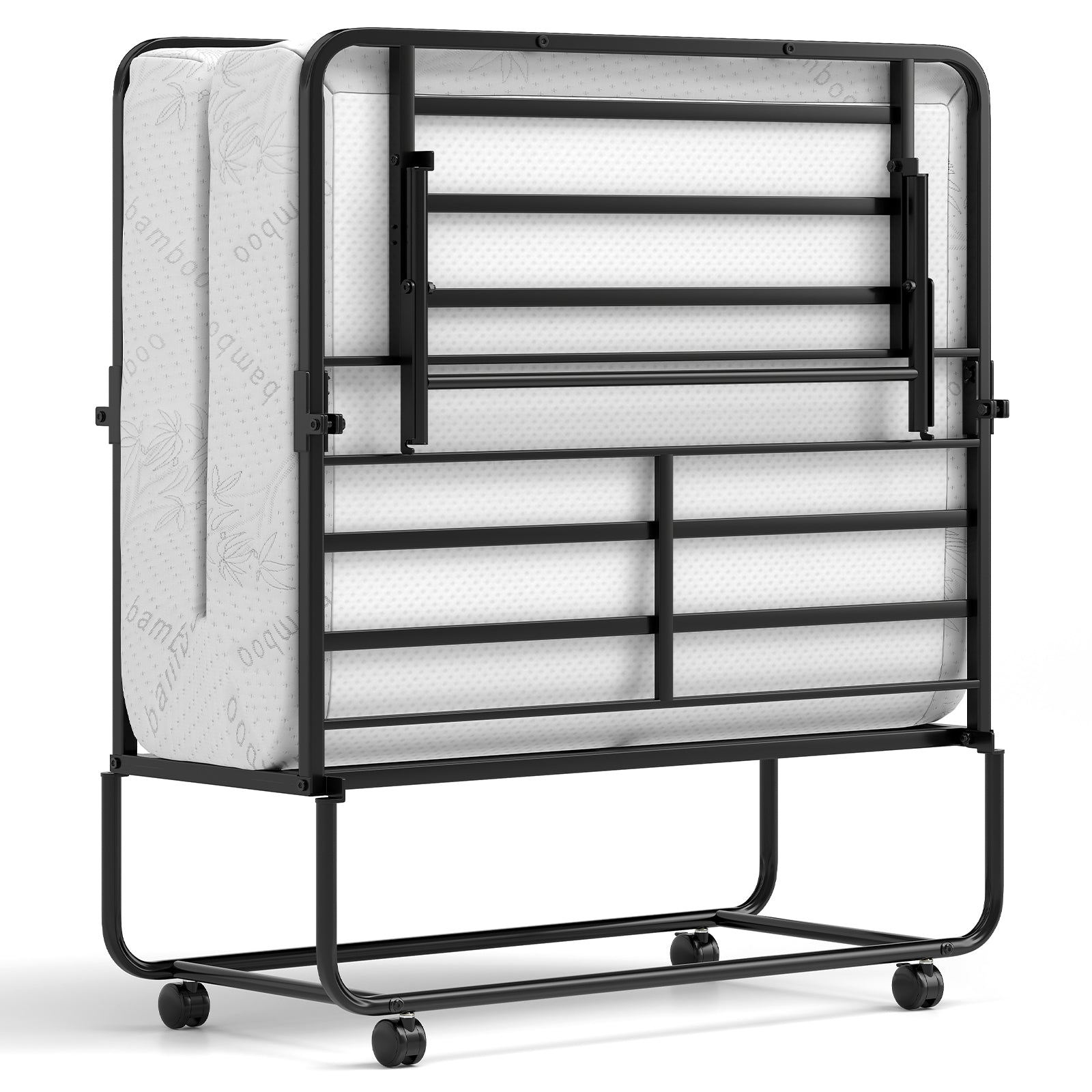 75 x 38 Inch Folding Bed with Mattress Twin Size Rolling Guest Bed Folding Beds at Gallery Canada