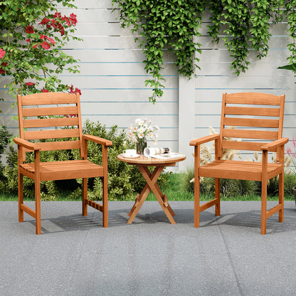Outdoor Wooden Dining Chairs with Inclined Backrests and Slatted Seats, Natural Patio Dining Chairs at Gallery Canada