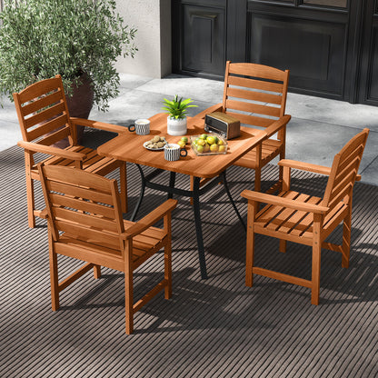 Outdoor Wooden Dining Chairs with Inclined Backrests and Slatted Seats, Natural Patio Dining Chairs at Gallery Canada