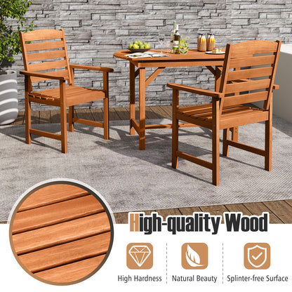 Outdoor Wooden Dining Chairs with Inclined Backrests and Slatted Seats, Natural Patio Dining Chairs at Gallery Canada