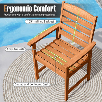 Outdoor Wooden Dining Chairs with Inclined Backrests and Slatted Seats, Natural Patio Dining Chairs at Gallery Canada