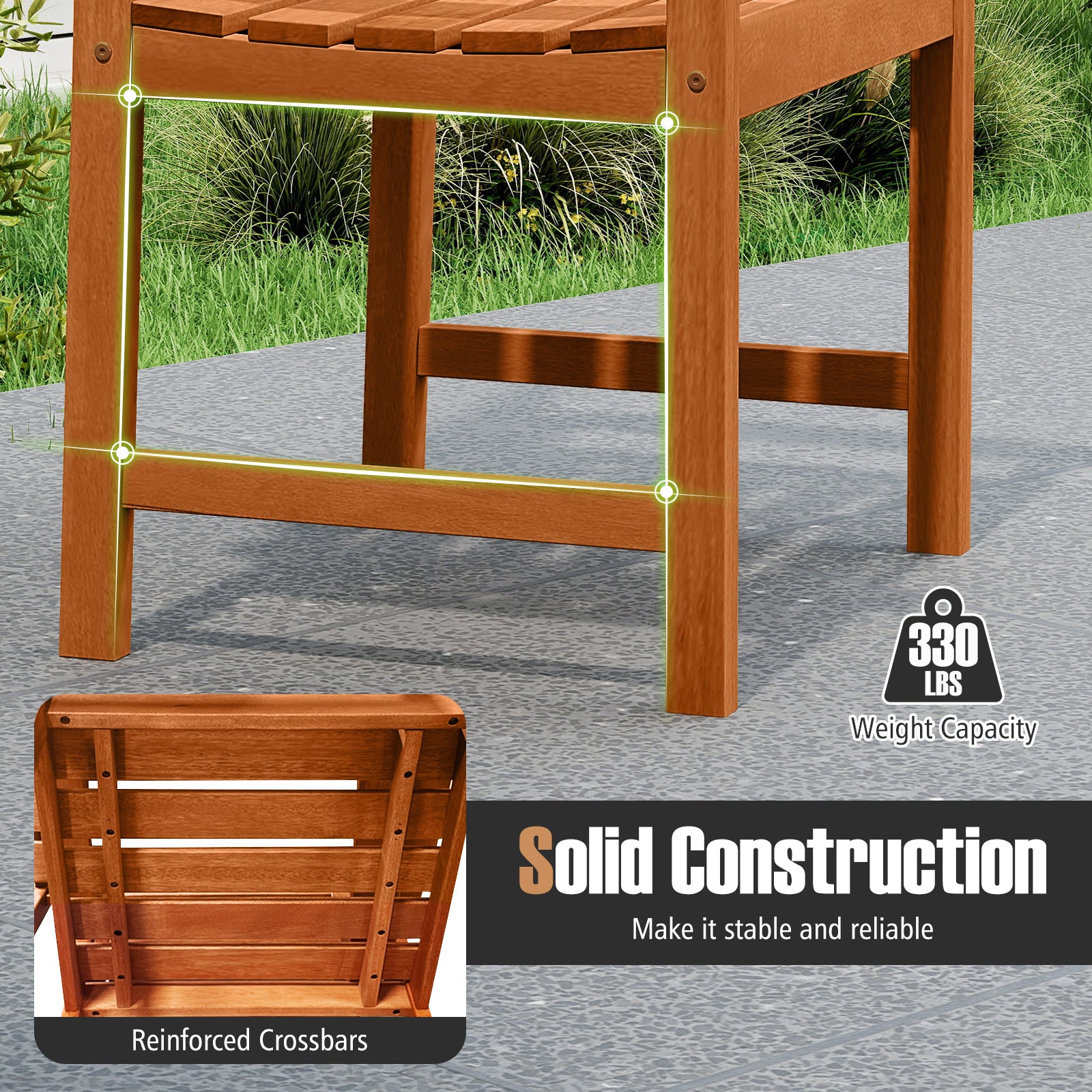 Outdoor Wooden Dining Chairs with Inclined Backrests and Slatted Seats, Natural Patio Dining Chairs at Gallery Canada