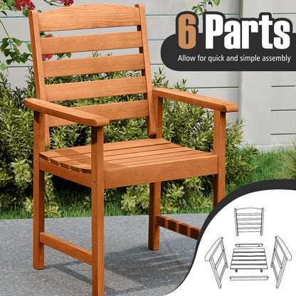 Outdoor Wooden Dining Chairs with Inclined Backrests and Slatted Seats, Natural Patio Dining Chairs at Gallery Canada