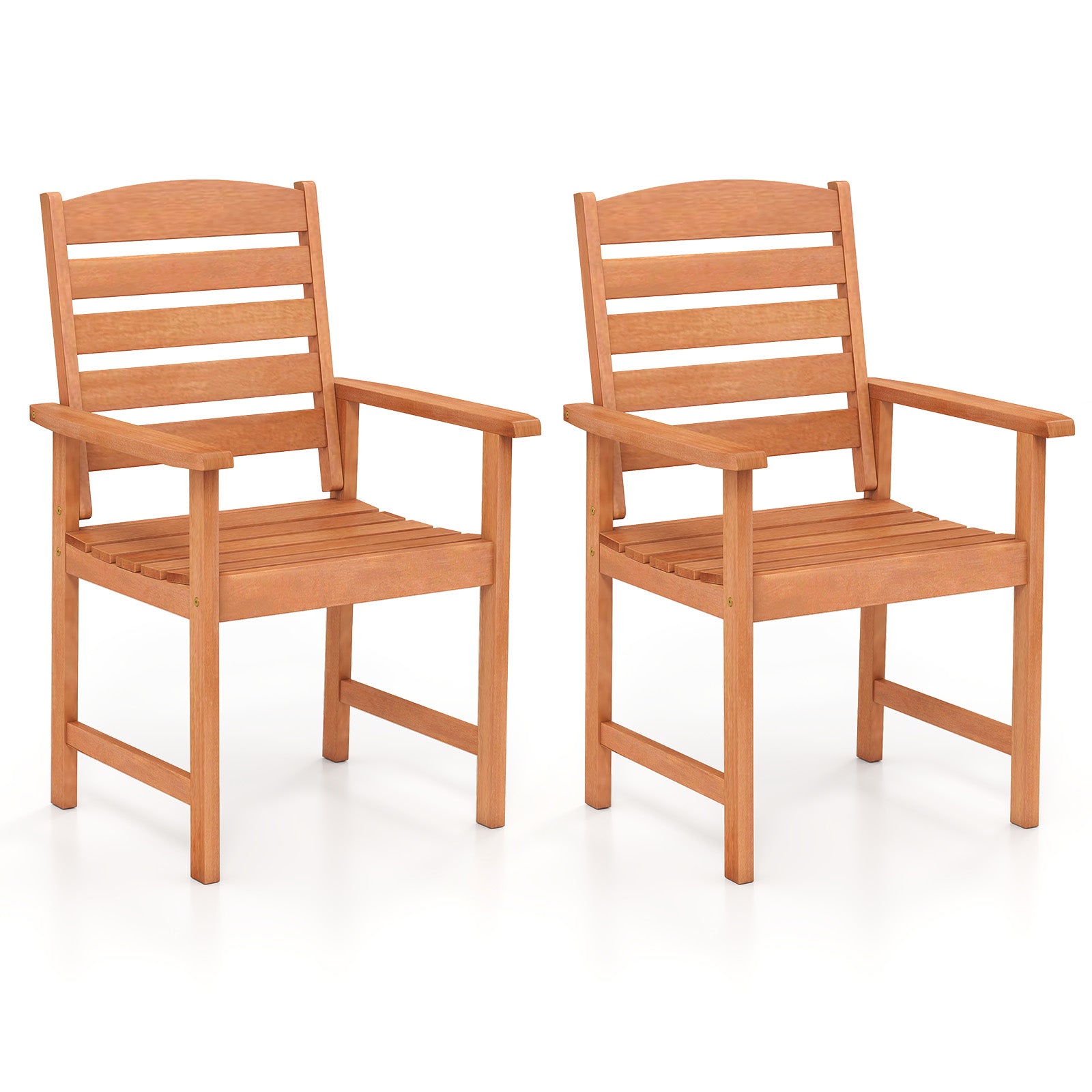 Outdoor Wooden Dining Chairs with Inclined Backrests and Slatted Seats, Natural Patio Dining Chairs Natural at Gallery Canada