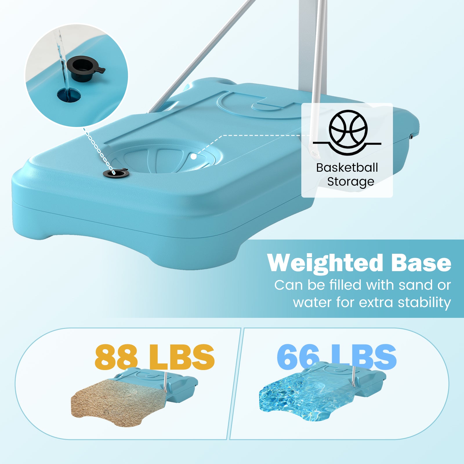 Pool Basketball Hoop Poolside Portable Basketball Goal with Shatterproof Backboard, White Sport Equipments at Gallery Canada