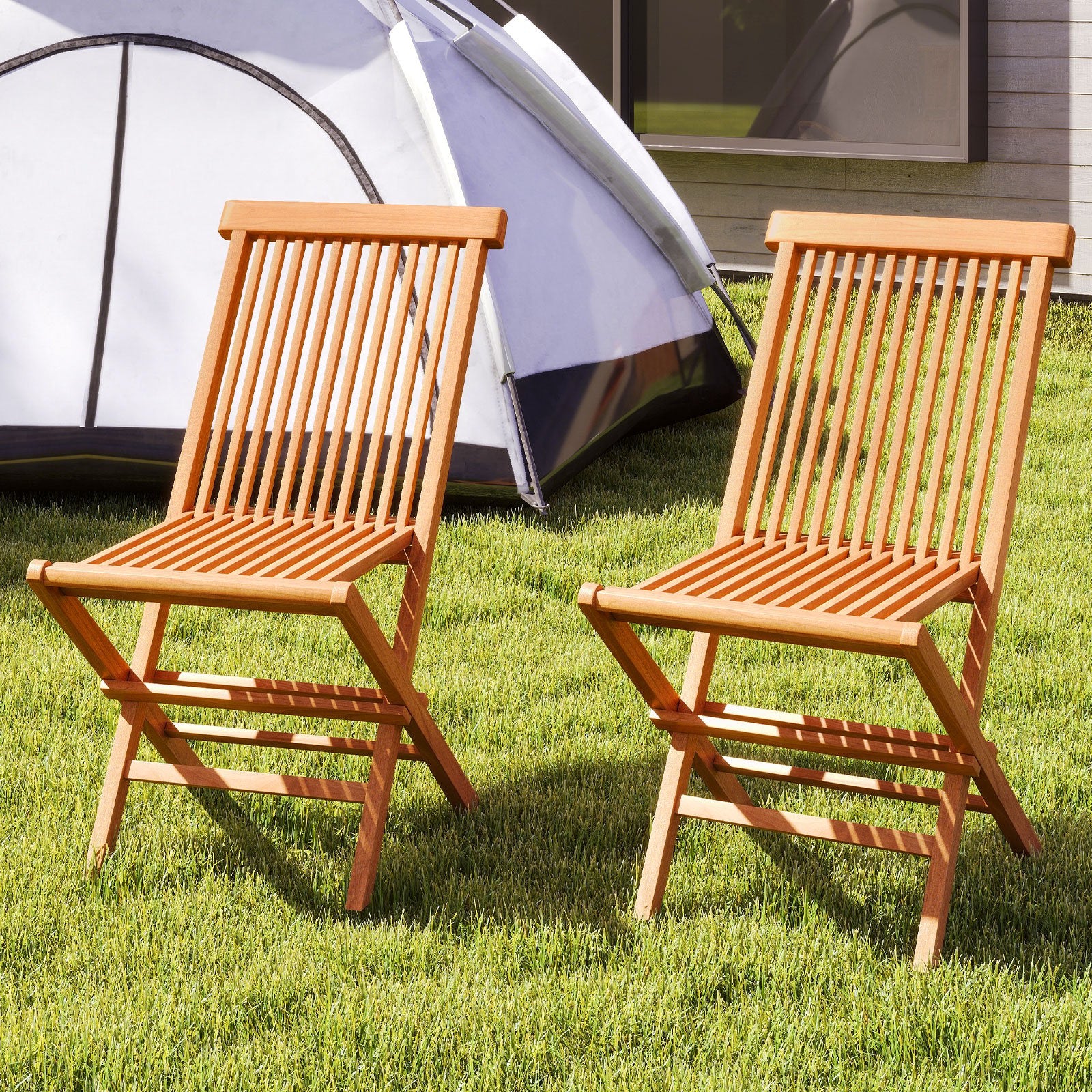 Teak Wood Patio Chairs Set Of 2, Natural Patio Dining Chairs at Gallery Canada