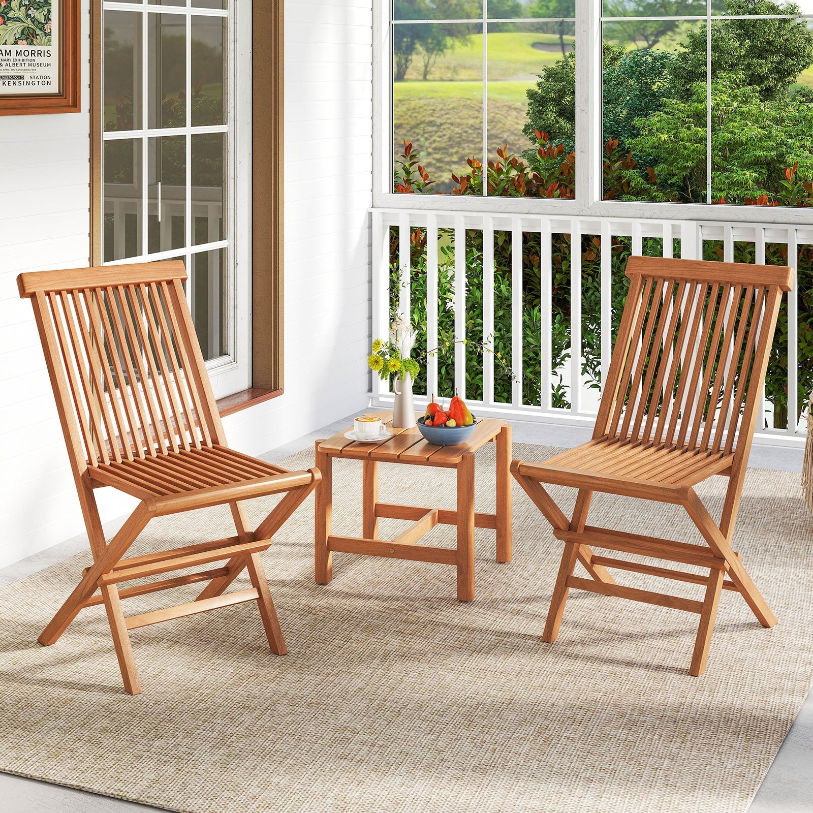 Teak Wood Patio Chairs Set Of 2, Natural Patio Dining Chairs at Gallery Canada