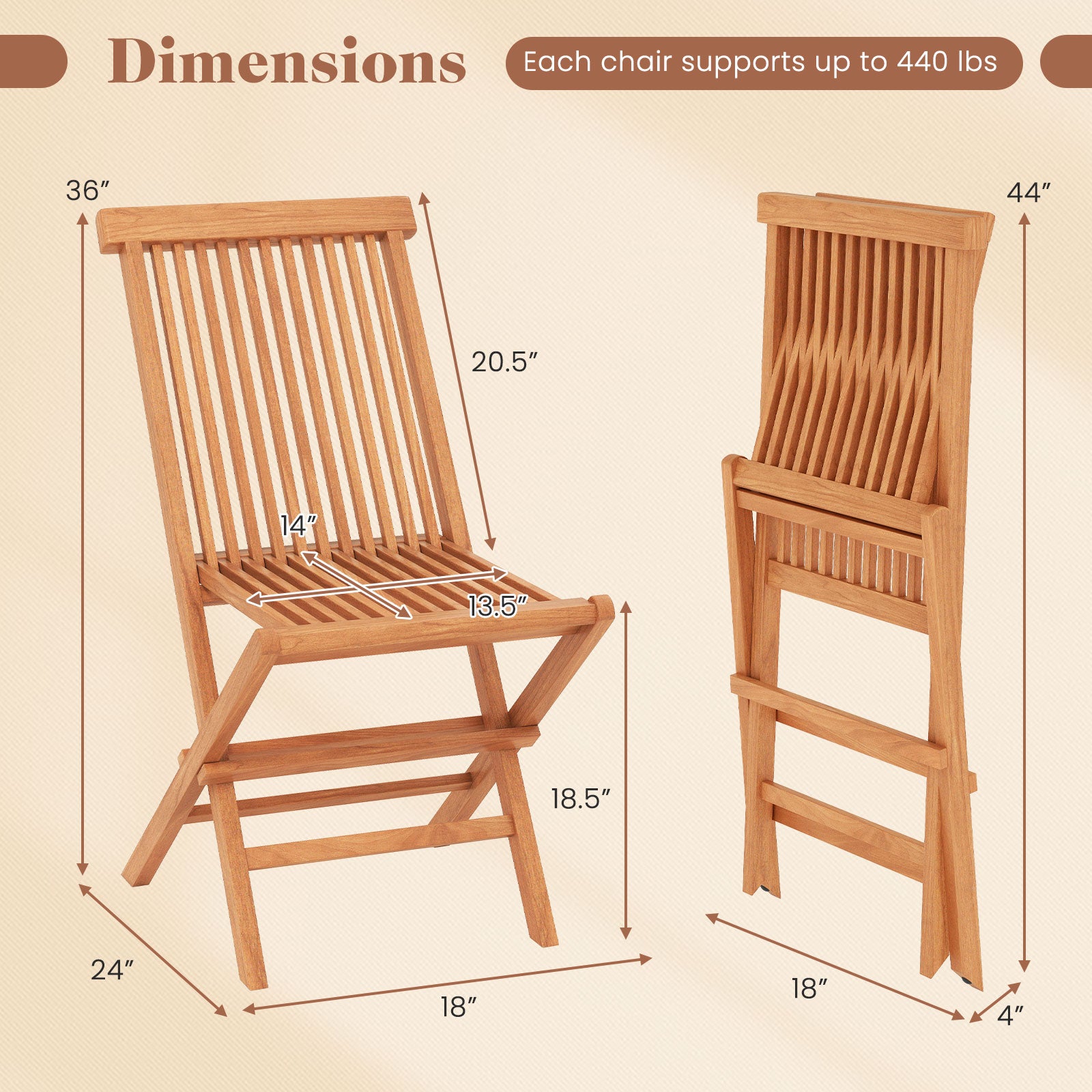 Teak Wood Patio Chairs Set Of 2, Natural Patio Dining Chairs at Gallery Canada