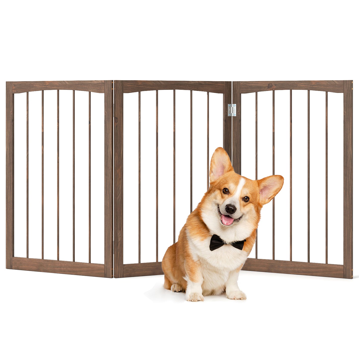 30 Inch Tall Wooden Pet Fence for Cats Small and Medium Dogs, Brown Pet Gate at Gallery Canada