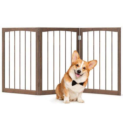 30 Inch Tall Wooden Pet Fence for Cats Small and Medium Dogs, Brown Pet Gate at Gallery Canada