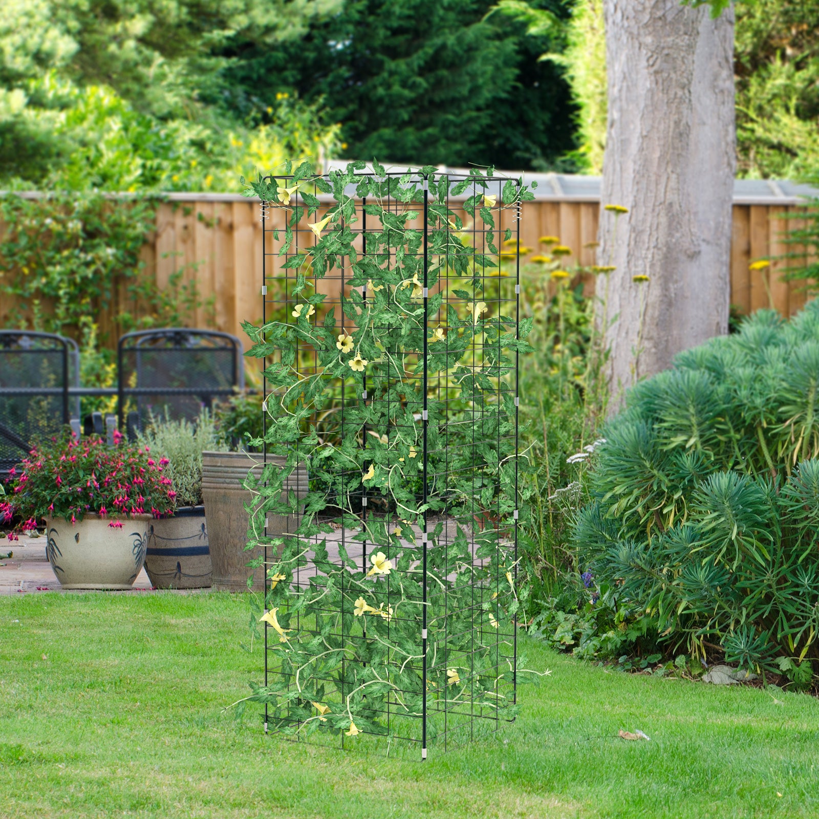 2 Pieces Foldable A-Frame Trellis Plant Supports with Twist Ties, Green Plant Stands at Gallery Canada