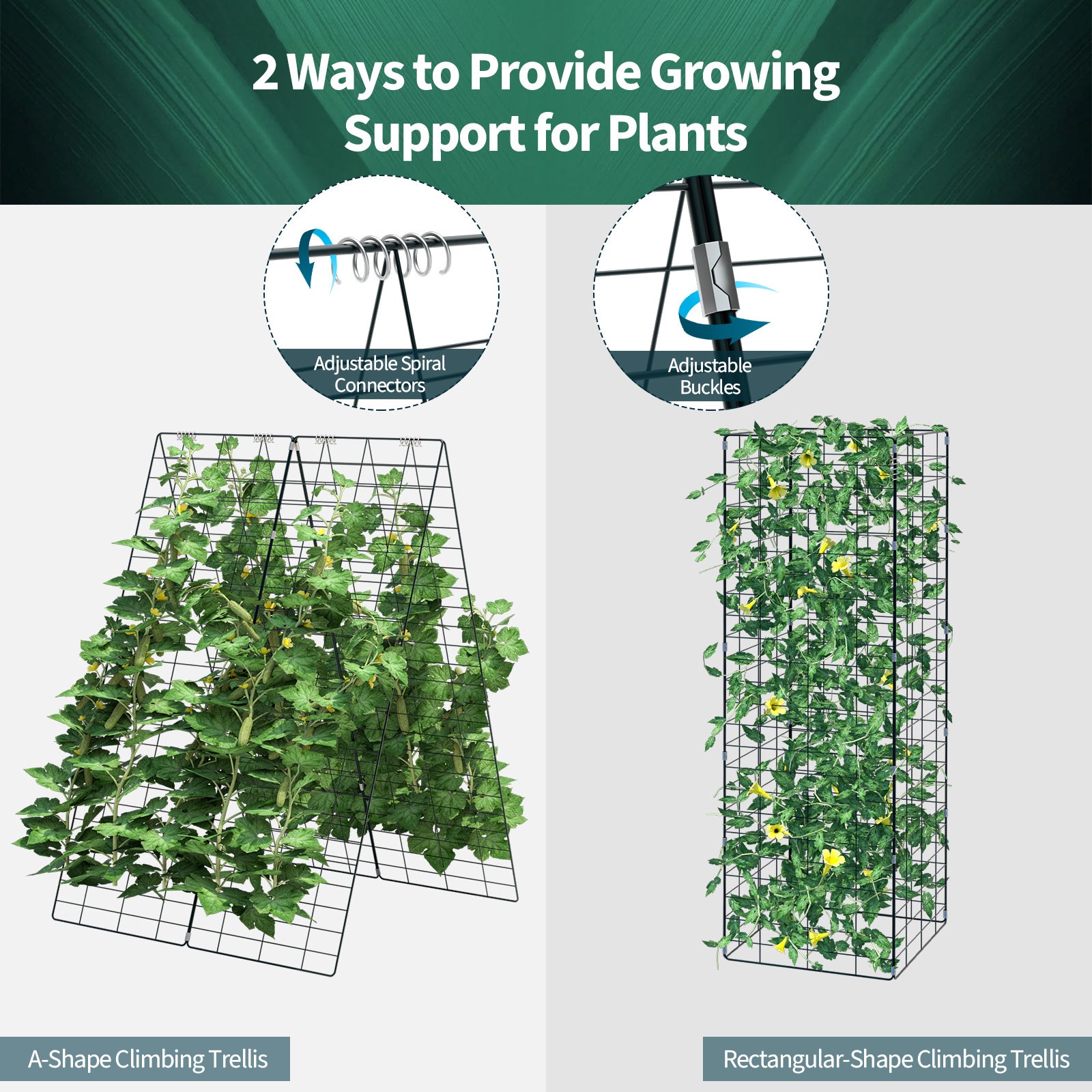 2 Pieces Foldable A-Frame Trellis Plant Supports with Twist Ties, Green Plant Stands at Gallery Canada