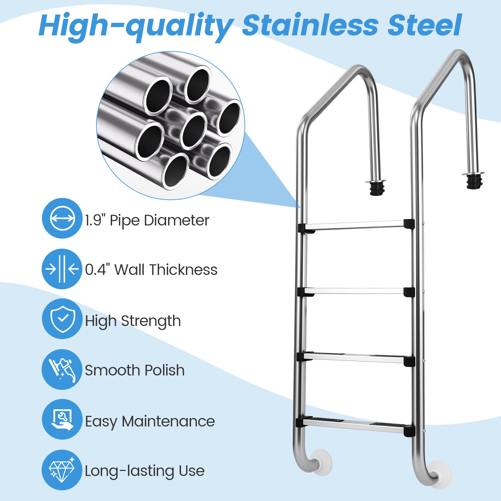 4-Step Inground Pool Ladder Stainless Steel Swimming Pool Ladder, Silver Swimming Pools at Gallery Canada