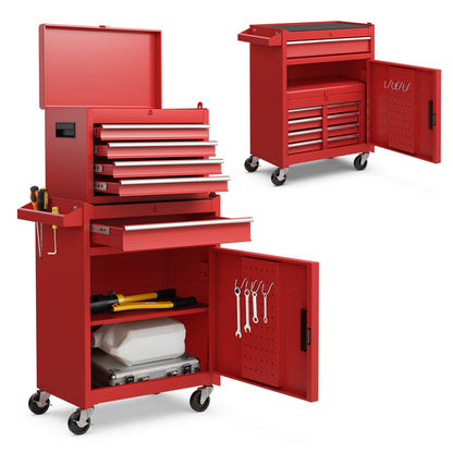 2-in-1 Tool Chest and Cabinet with 5 Sliding Drawers, Red Garages at Gallery Canada