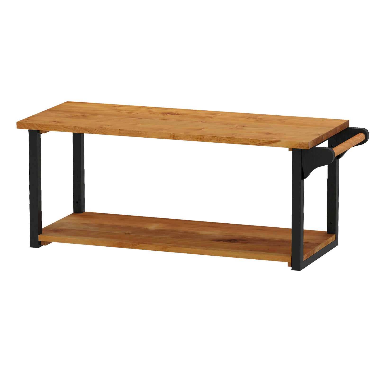 Teak Wood Wall Mounted Floating Shelves with Towel Bar, Natural Wall Cabinets at Gallery Canada