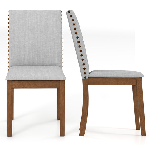 Set of 2 Upholstered Dining Chairs with Padded Seat for Living Room, Walnut