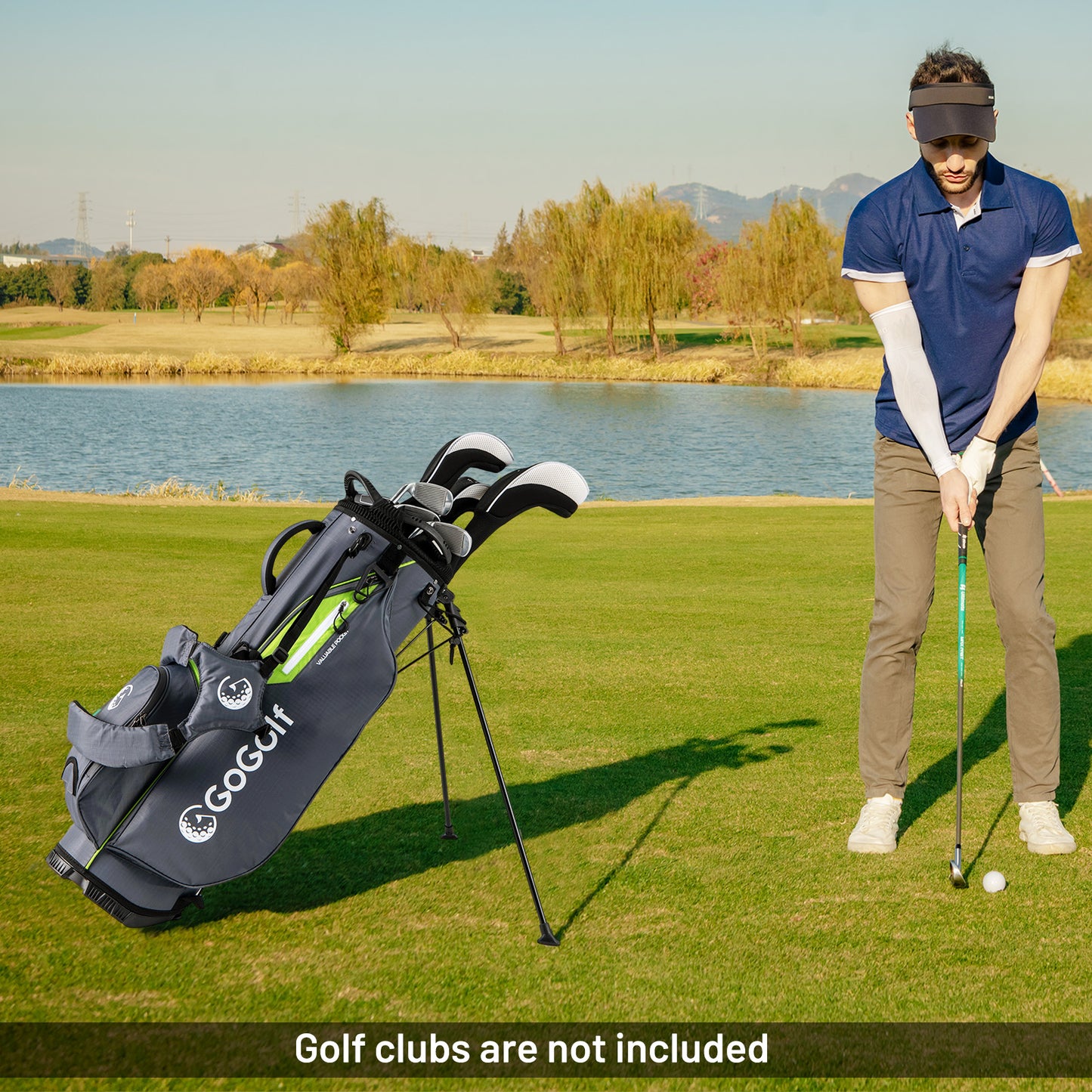 Golf Stand Bag Lightweight Golf Bag with 8 Way Top Dividers and 5 Zippered Pockets, Gray Golf at Gallery Canada