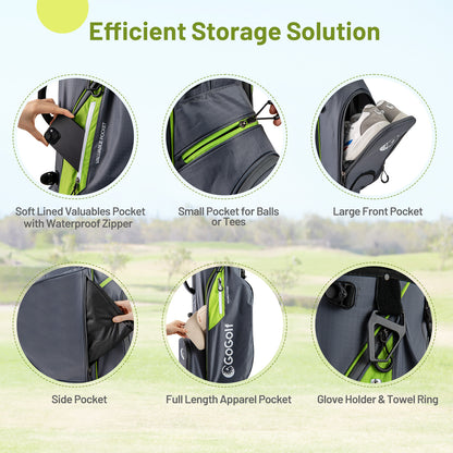 Golf Stand Bag Lightweight Golf Bag with 8 Way Top Dividers and 5 Zippered Pockets, Gray Golf at Gallery Canada