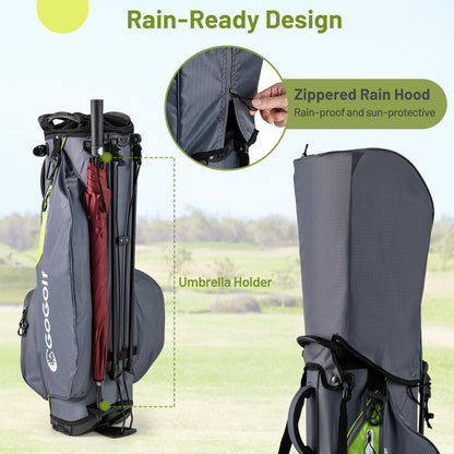 Golf Stand Bag Lightweight Golf Bag with 8 Way Top Dividers and 5 Zippered Pockets, Gray Golf at Gallery Canada