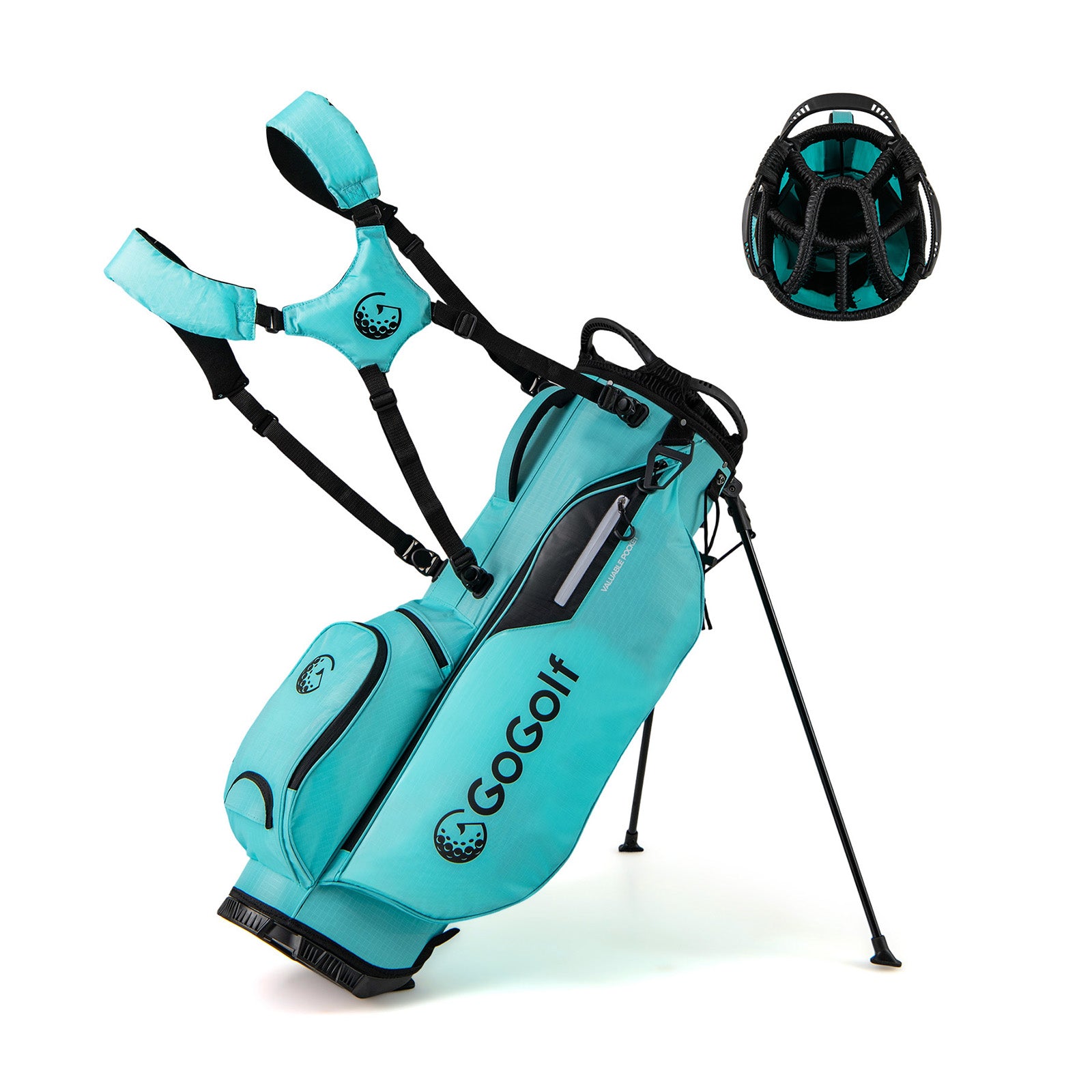 Lightweight Golf Stand Bag, 8 Way Top Dividers, 5 Zippered Pockets, Blue Golf at Gallery Canada