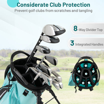 Golf Stand Bag Lightweight Golf Bag with 8 Way Top Dividers and 5 Zippered Pockets, Blue Golf at Gallery Canada