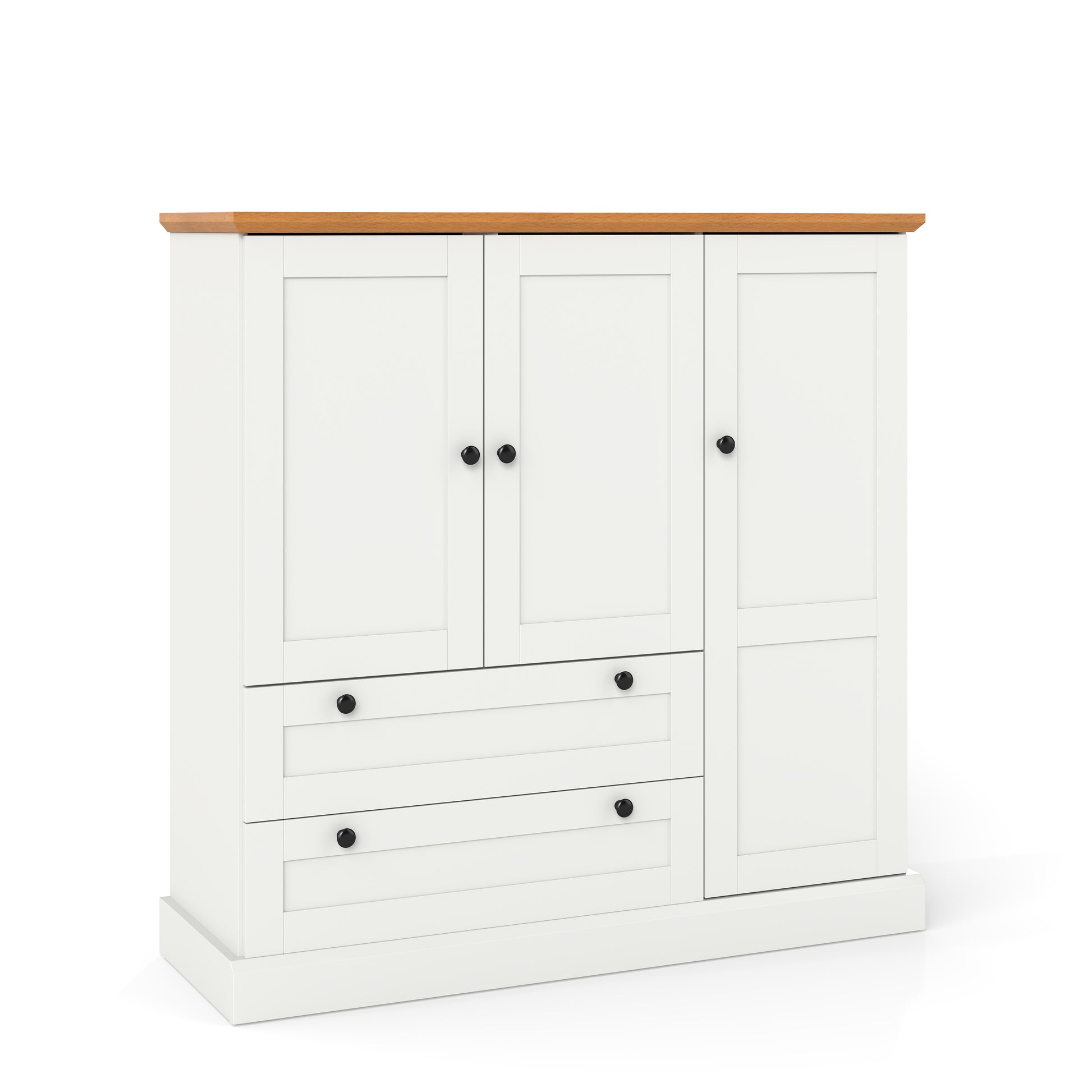 47.5 Inch Kitchen Freestanding Storage Cabinet with 3 Doors and 2 Large Drawers, White Sideboards Cabinets & Buffets at Gallery Canada