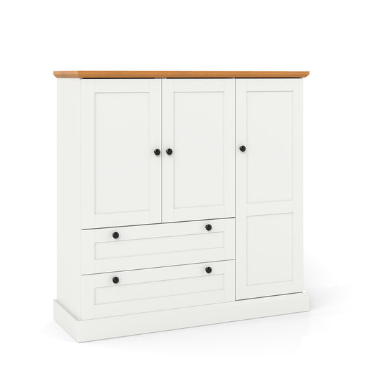 47.5 Inch Kitchen Freestanding Storage Cabinet with 3 Doors and 2 Large Drawers, White Sideboards Cabinets & Buffets White at Gallery Canada