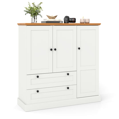 47.5 Inch Kitchen Freestanding Storage Cabinet with 3 Doors and 2 Large Drawers, White Sideboards Cabinets & Buffets at Gallery Canada