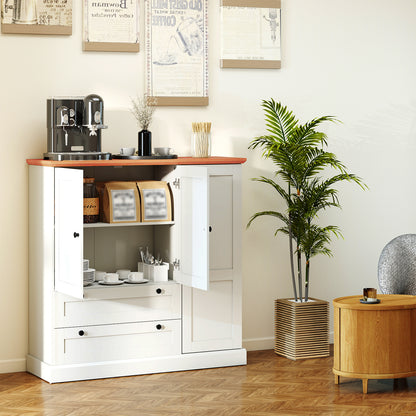 47.5 Inch Kitchen Freestanding Storage Cabinet with 3 Doors and 2 Large Drawers, White Sideboards Cabinets & Buffets at Gallery Canada