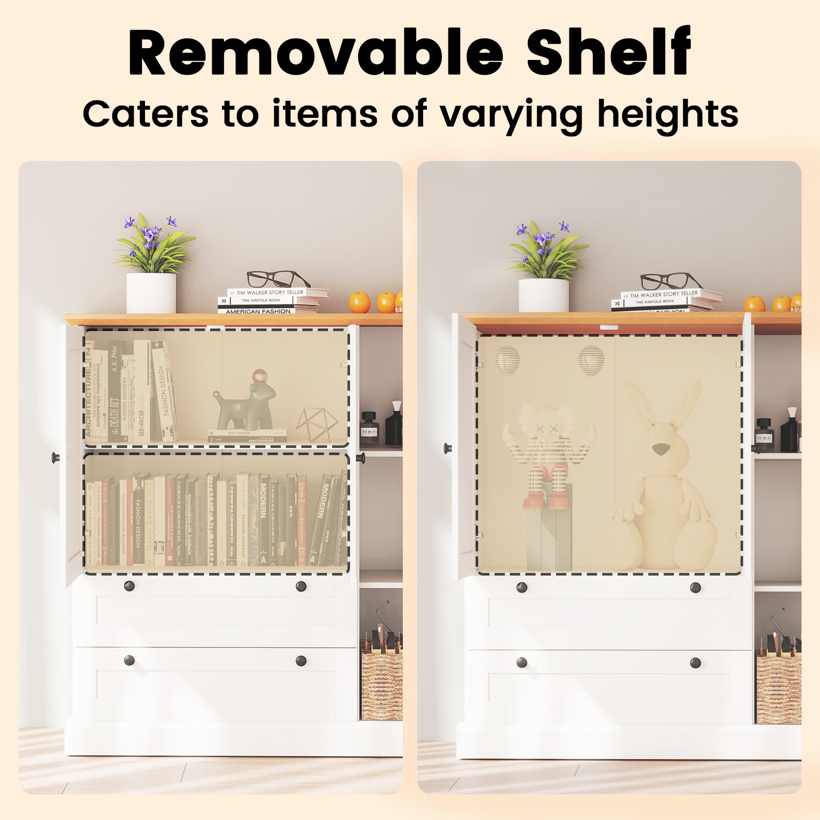 47.5 Inch Kitchen Freestanding Storage Cabinet with 3 Doors and 2 Large Drawers, White Sideboards Cabinets & Buffets at Gallery Canada